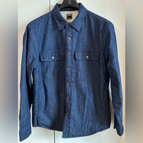 Todd Snyder Other - TODD SNYDER SHERPA LINED DENIM JEAN SHIRT JACKET BARN CHORE BLUE MILITARY SZ XL